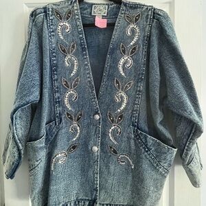 Vintage small oversized denim jacket, purchased in a boutique in Atlantic City.